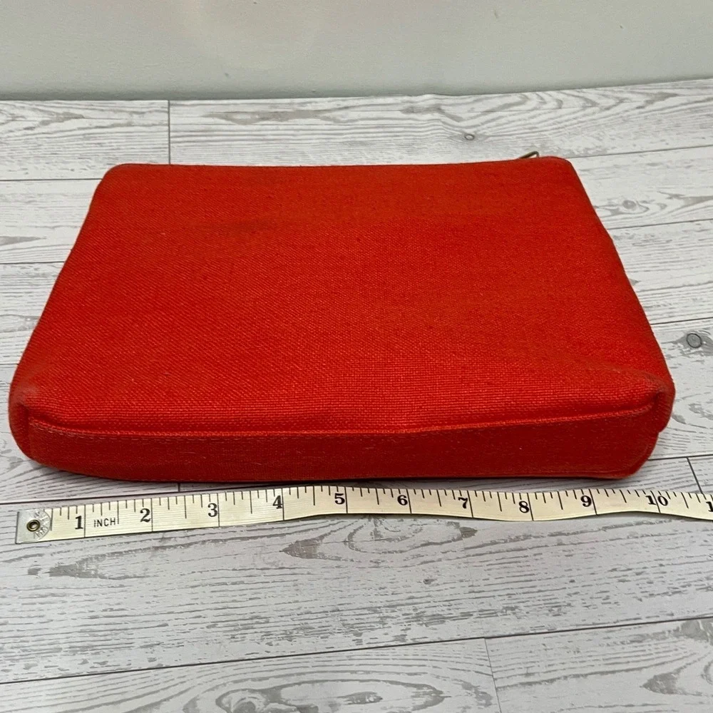 Spartina 449 Sweet as a Peach‎ Linen Canvas Cosmetic Pouch Makeup Bag Gold Zip
